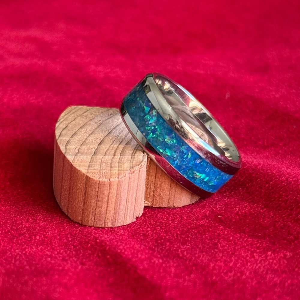 Elegant Silver and Blue Opal Ring